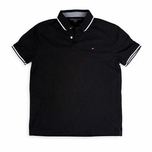 Tommy Hilfiger Men’s Black Polo Shirt 100% Cotton Size Large